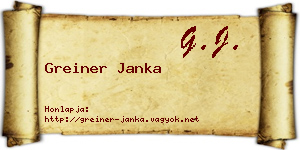 Greiner Janka névjegykártya